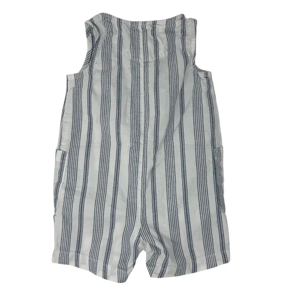 Organic by Carters Baby 6 Months Romper Bodysuit White Blue Stripes
